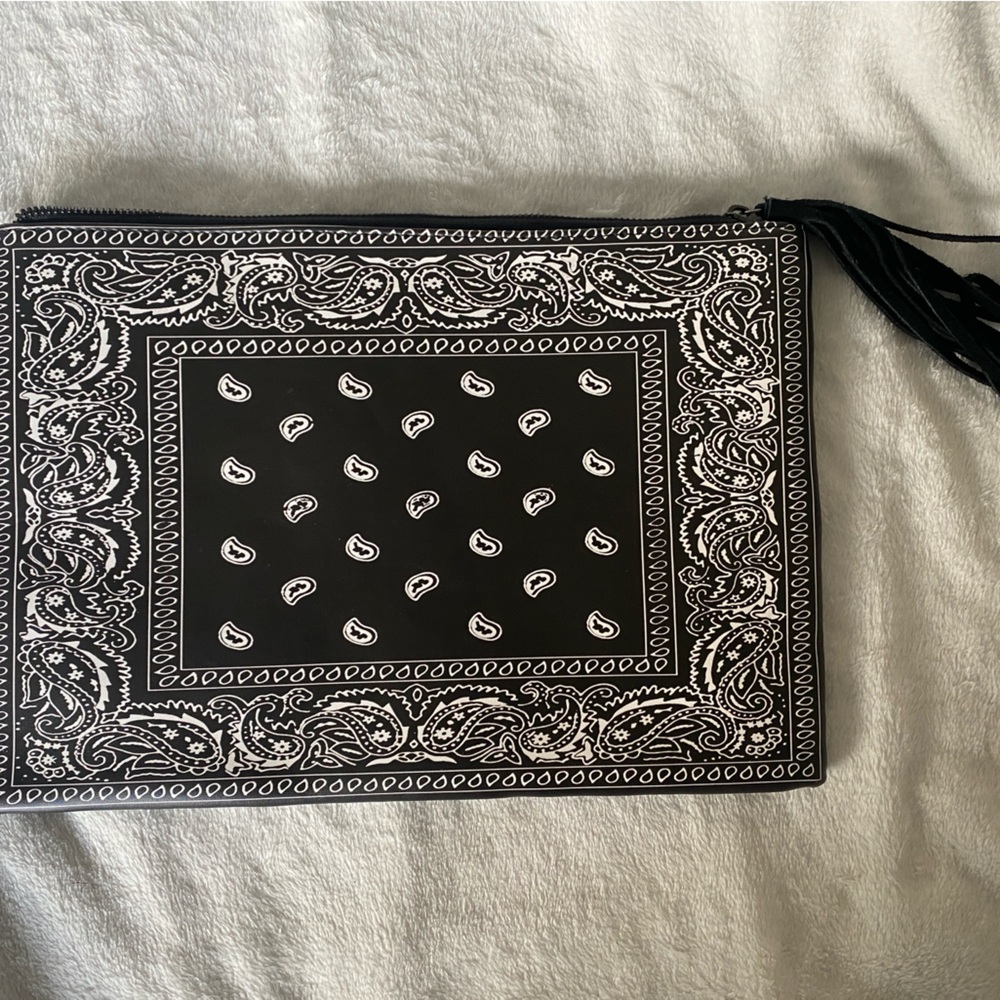 Black and White Bandana Print Clutch